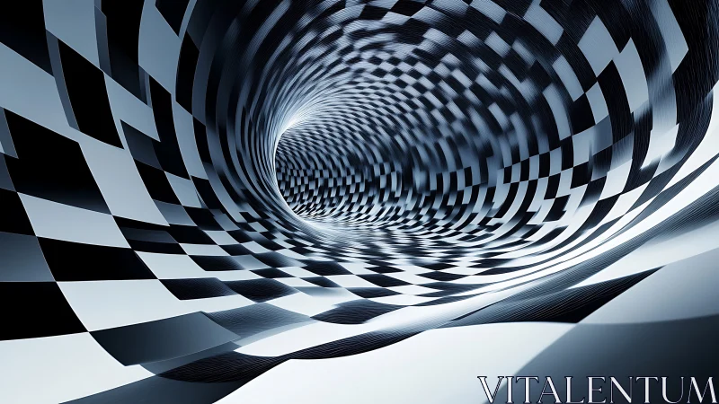 Checkerboard tunnel twists into a dynamic abstract vortex