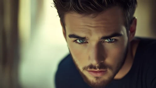 Close male portrait with shallow depth of field lighting.