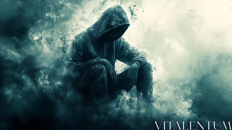 Smoke cradles a hooded phantom paused between worlds