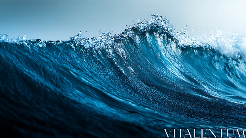 Ocean crest caught mid-roar, blue glass in motion freeze.