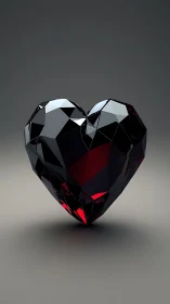 Black Gemstone Heart with Red Interior Light.