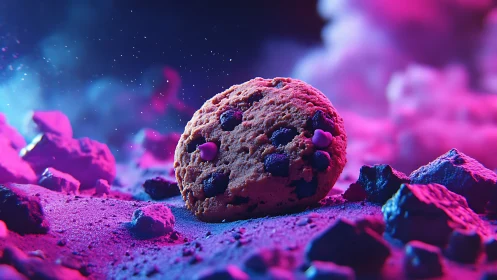Chromatic astro-cookie landscape under cinematic rim lighting.