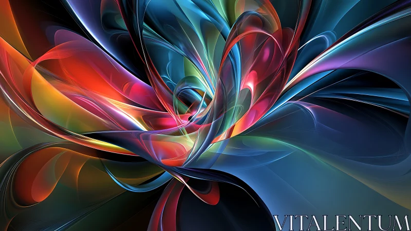 Radiant swirling ribbons converge in luminous abstract vortex.