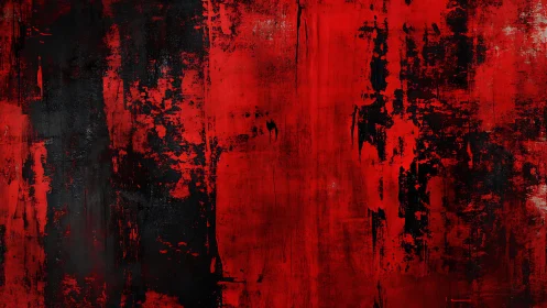 Bold Abstract Painting with Red and Black Textured Brush Strokes.