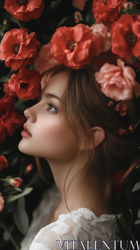 Lateral floral portrait with shallow‑depth optical rendering.