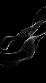 Monochrome linear waveforms on black digital background.
