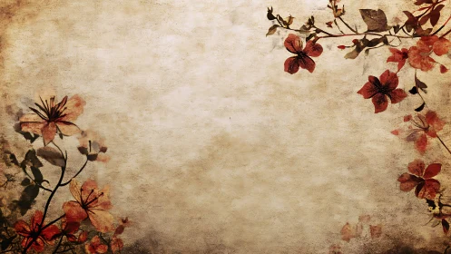 Floral silhouettes frame a textured beige background evenly