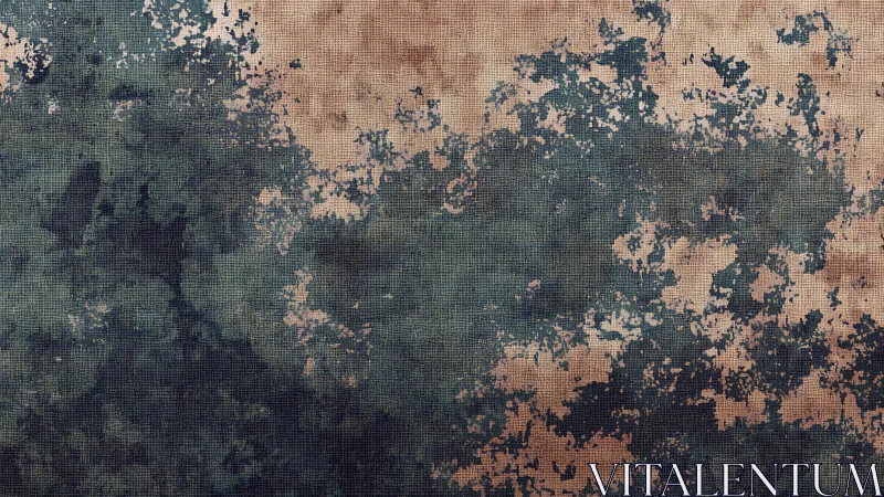 Weathered teal and rust texture suggests vintage industrial wall