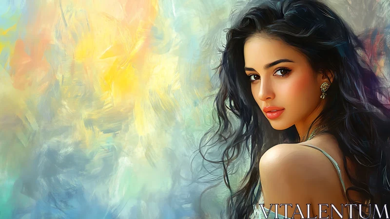 Warm portrait of a thoughtful woman in soft painted light.