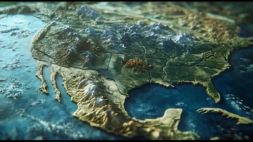 Miniature metropolis rises from sculpted North America