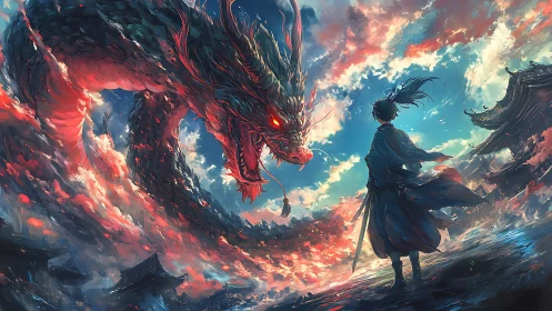 Stormlit dragon coils as lone warrior rewrites the sky