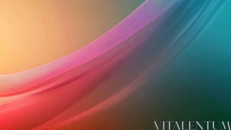 Gradient mesh ribbons curve across warm to cool color field