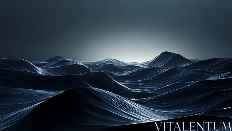Abstract metallic seascape under cold horizon light.