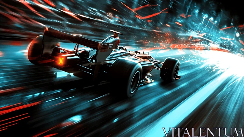 Neon storm racer tears through a blazing techno night track.