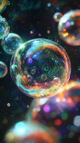 Galactic soap bubbles drifting through neon cosmic hush.