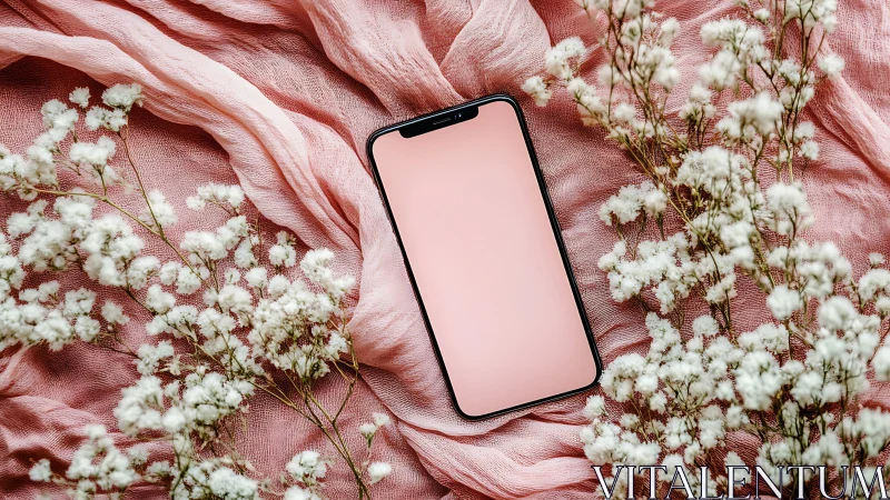 Digital Whisper: Smartphone Blooms Among Baby's Breath.