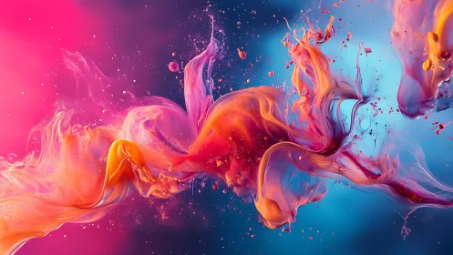 High-speed macro capture of swirling neon liquid pigments