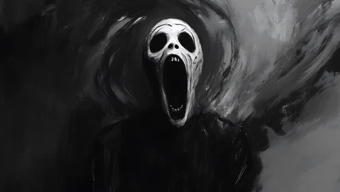 Whispering void spirit framed by swirling midnight smoke.