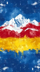 Majestic Snow-Capped Peak Against Vibrant Sky.