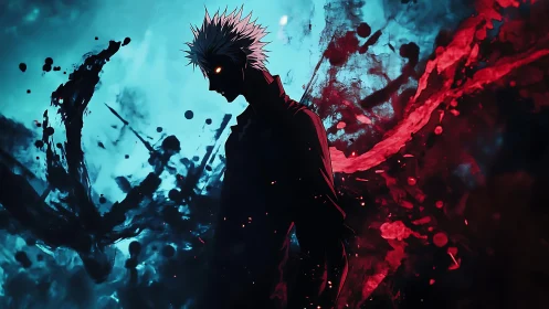 Shadowborn antihero divides blue calm and red chaos.