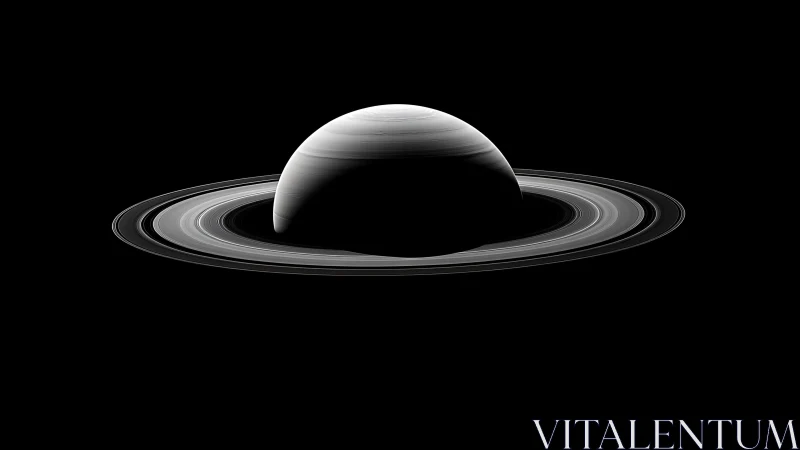 Saturn ring system in high-contrast monochrome limb view