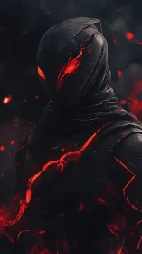 Volcanic-clad wraith with incandescent fissured armor shell.