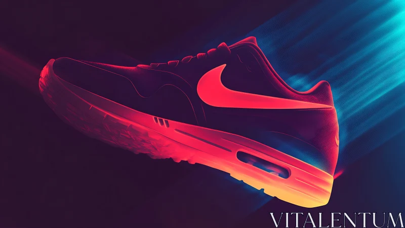 Neon sprint sneaker slicing through electric night glow.