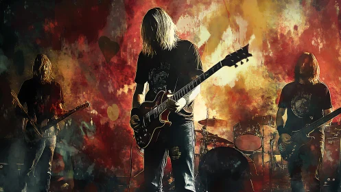 Guitars carve molten color while shadows conduct the noise