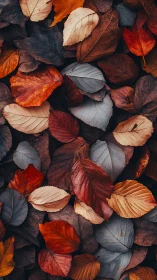 Chromatic macro study of layered autumn leaf tessellation.