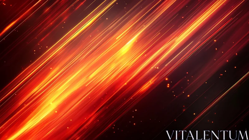 Fiery Abstract Light Streaks on Dark Background, Digital Art.