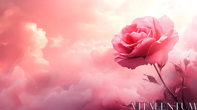 Hybrid Macro-Composite Pink Rose with Volumetric Atmospheric Diffusion Rendering