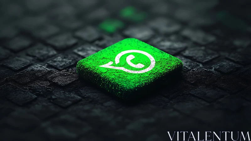 Glowing Green Icon Shining Bright on Dark Keyboard Surface.