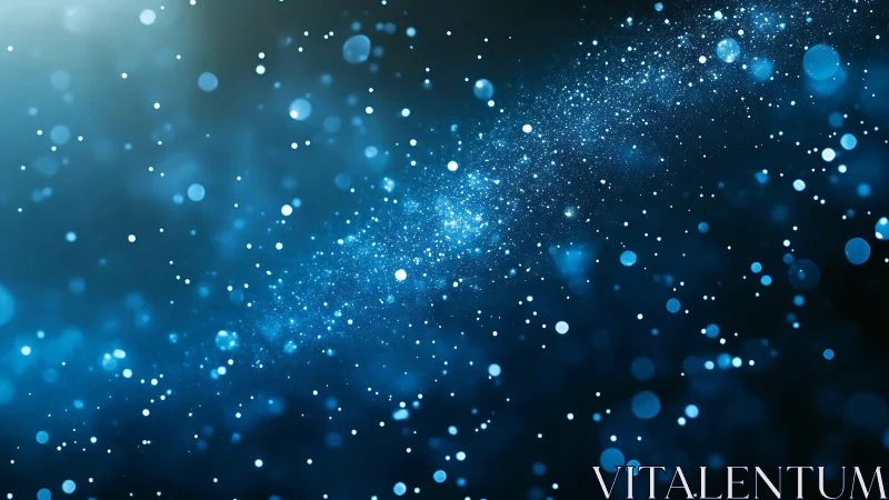 Celestial blue particle field with luminous bokeh dispersion.