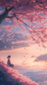 Petals drift like quiet thoughts above the glowing city