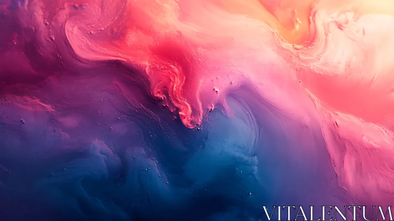Vibrant pink and blue liquid clouds merge in luminous motion