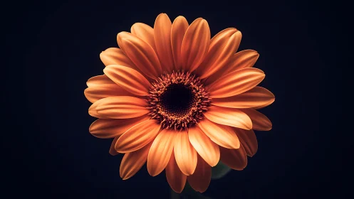 Gerbera Daisy Study: High-Contrast Orange Petals with Textural Stamen Detail