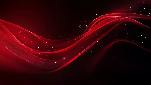 Crimson light ribbons glide through a star scattered void