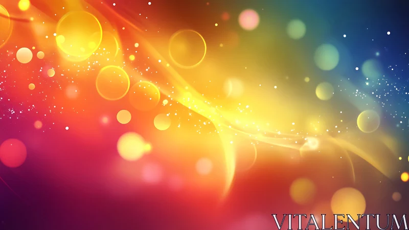 Colorful abstract bokeh light waves on gradient background.