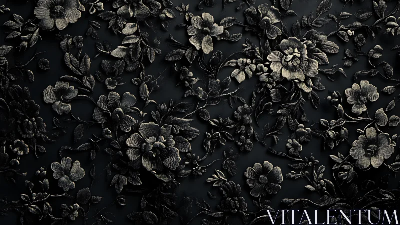 Embossed Floral Pattern on Dark Textured Surface