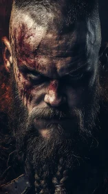 Battle-scarred warrior portrait reveals intense texture detail