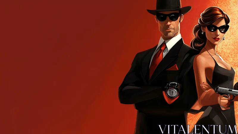 Suited secret agents strike a cool, crimson-tinted pose.
