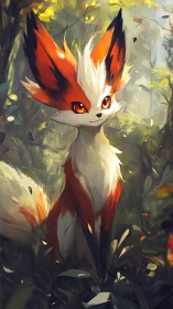 Bright-eyed fox creature enjoys a sunlit forest morning