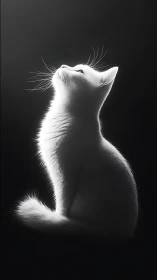 White Cat Profile Study Against Dark Background