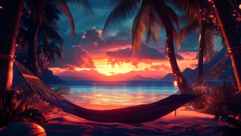 Tropical hammock bay captures saturated bioluminescent sunset glow
