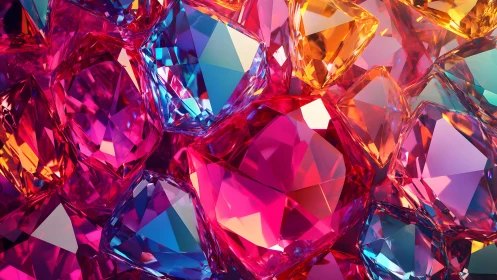 Vivid Multicolored Gemstones in Abstract Digital Art Style.