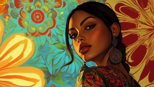 Floral muse in sunlit hues and bold bohemian whispers.