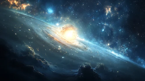 Rotating galactic disk with luminous core and volumetric nebulae