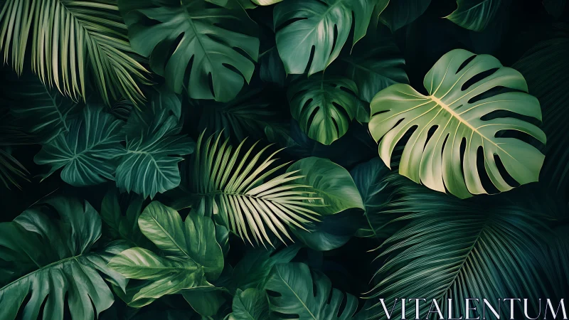 Layered tropical foliage shows high-detail leaf morphology study