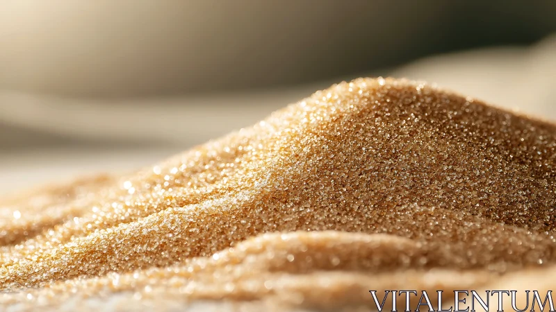 Close macro view of fine brown sugar crystal mound.