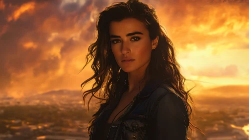 Volumetric sunset portrait with cinematic depth of field.